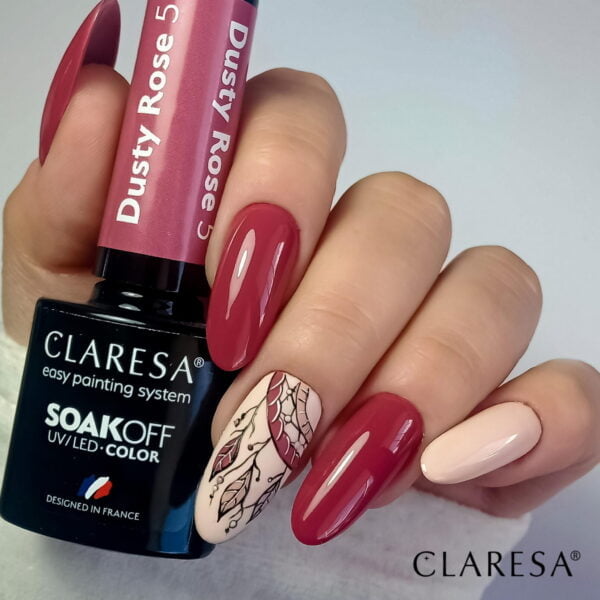 Claresa stylizacja lakiery hybrydowe Dusty Rose 5 do paznokci. Manicure i Pedicure hybrydowy.