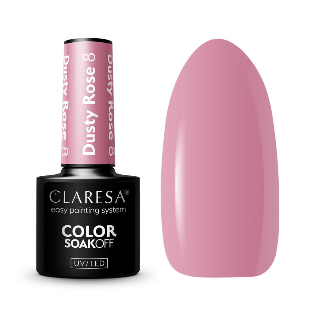 Claresa lakiery hybrydowe Dusty Rose 8 do paznokci. Manicure i Pedicure hybrydowy.