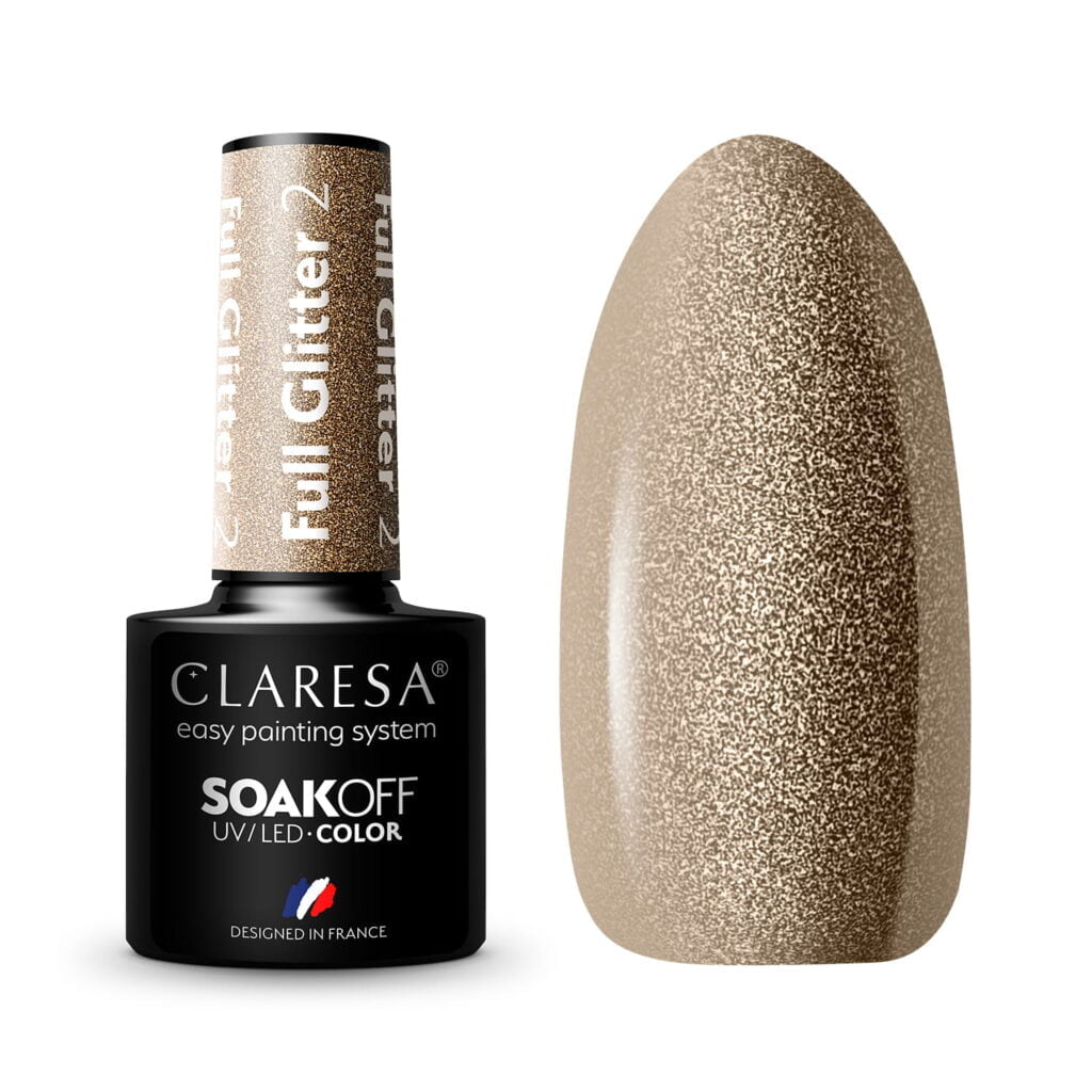 Claresa lakiery hybrydowe Full Glitter 2 do paznokci. Manicure i Pedicure hybrydowy.