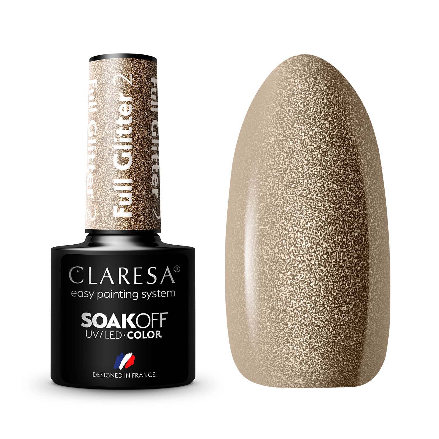 Claresa lakiery hybrydowe Full Glitter 2 do paznokci. Manicure i Pedicure hybrydowy.