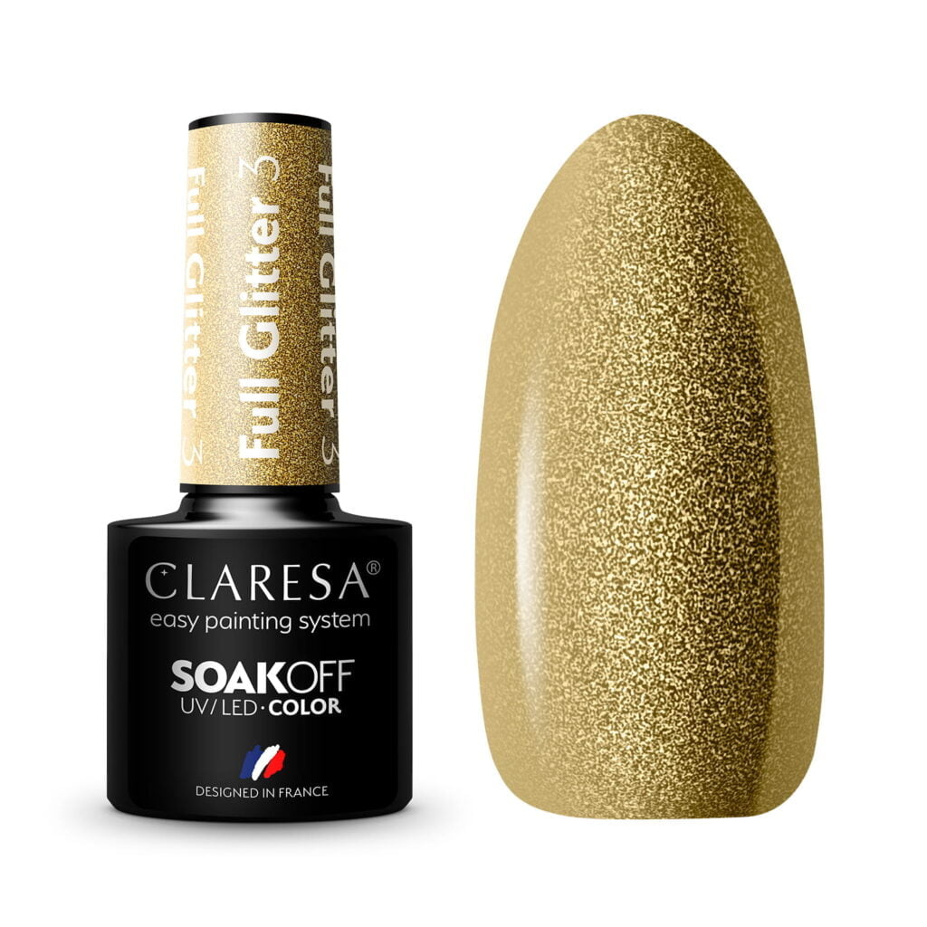 Claresa lakiery hybrydowe Full Glitter 3 do paznokci. Manicure i Pedicure hybrydowy.