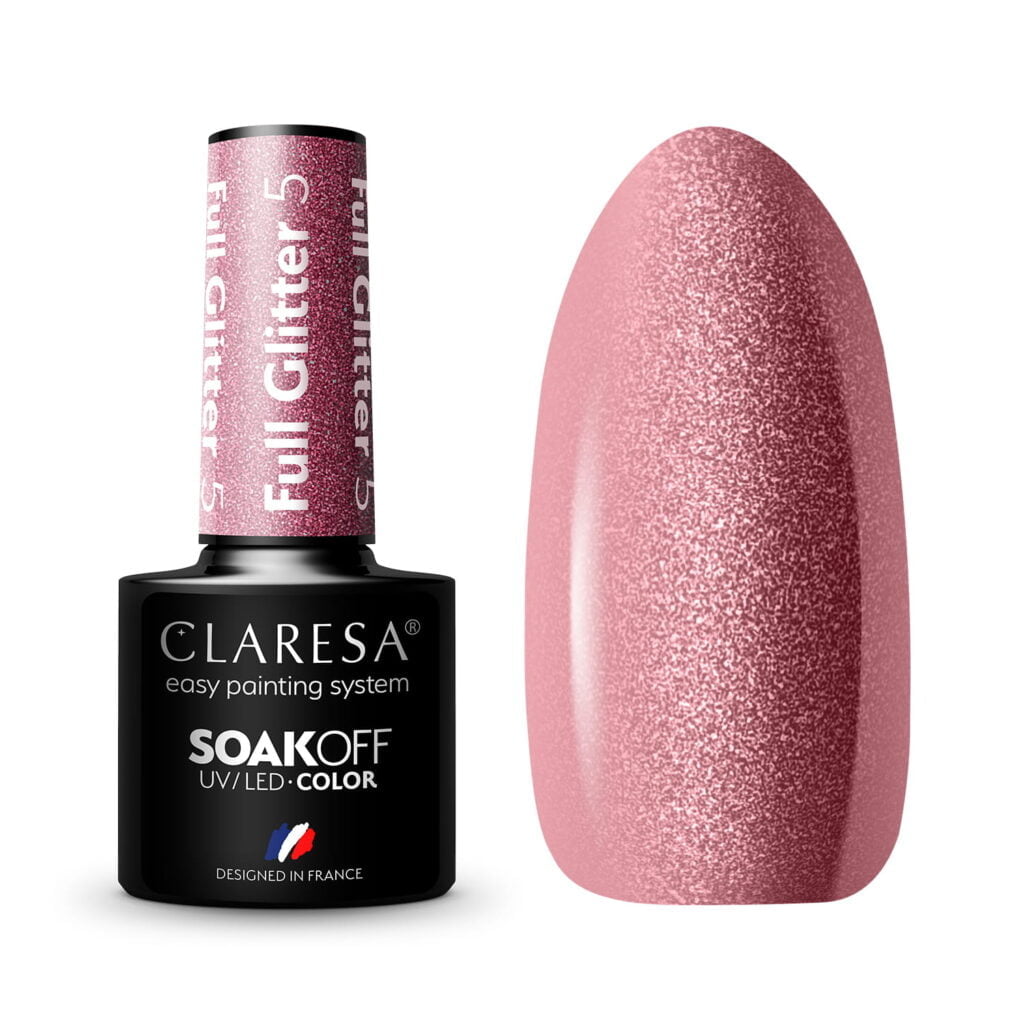 Claresa lakiery hybrydowe Full Glitter 5 do paznokci. Manicure i Pedicure hybrydowy.