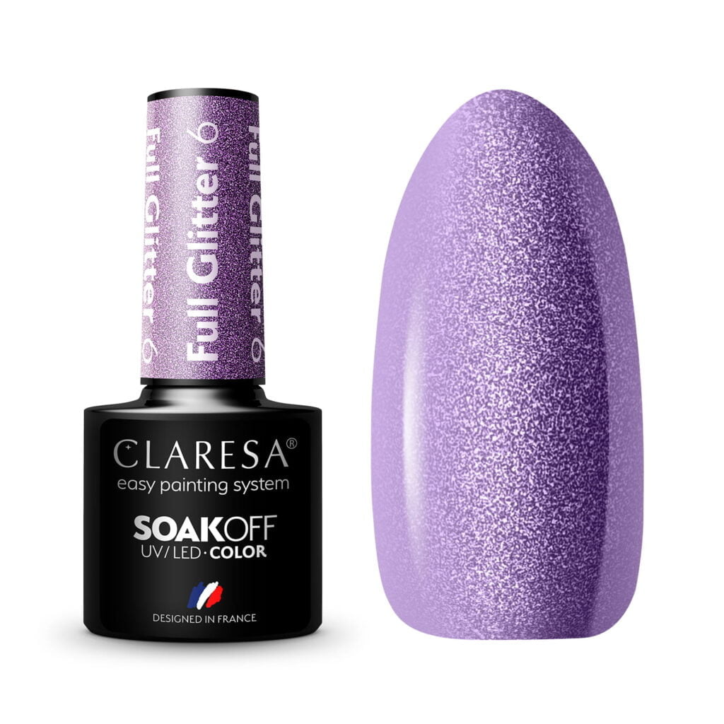 Claresa lakiery hybrydowe Full Glitter 6 do paznokci. Manicure i Pedicure hybrydowy.