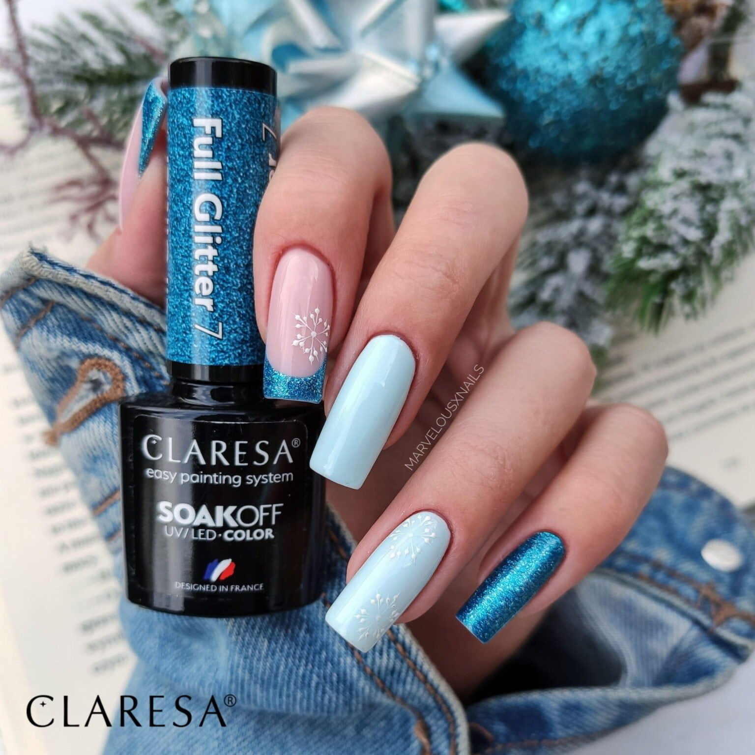 Claresa stylizacja lakiery hybrydowe Full Glitter 7 do paznokci. Manicure i Pedicure hybrydowy.