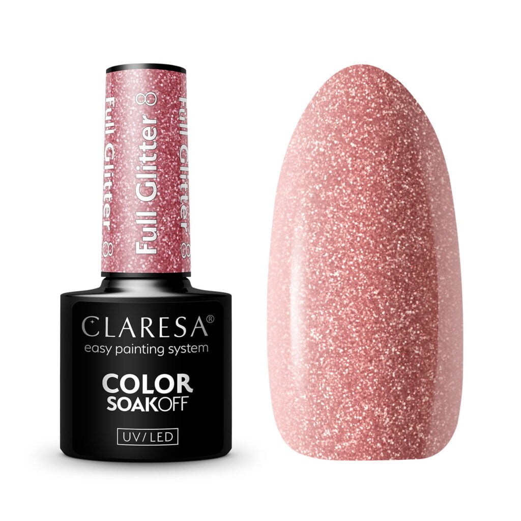Claresa lakiery hybrydowe Full Glitter 8 do paznokci. Manicure i Pedicure hybrydowy.