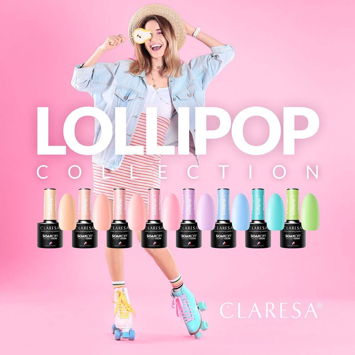 Claresa lakiery hybrydowe Lollipop Zestaw 8 lakierów hybrydowych do paznokci. Manicure i Pedicure hybrydowy.