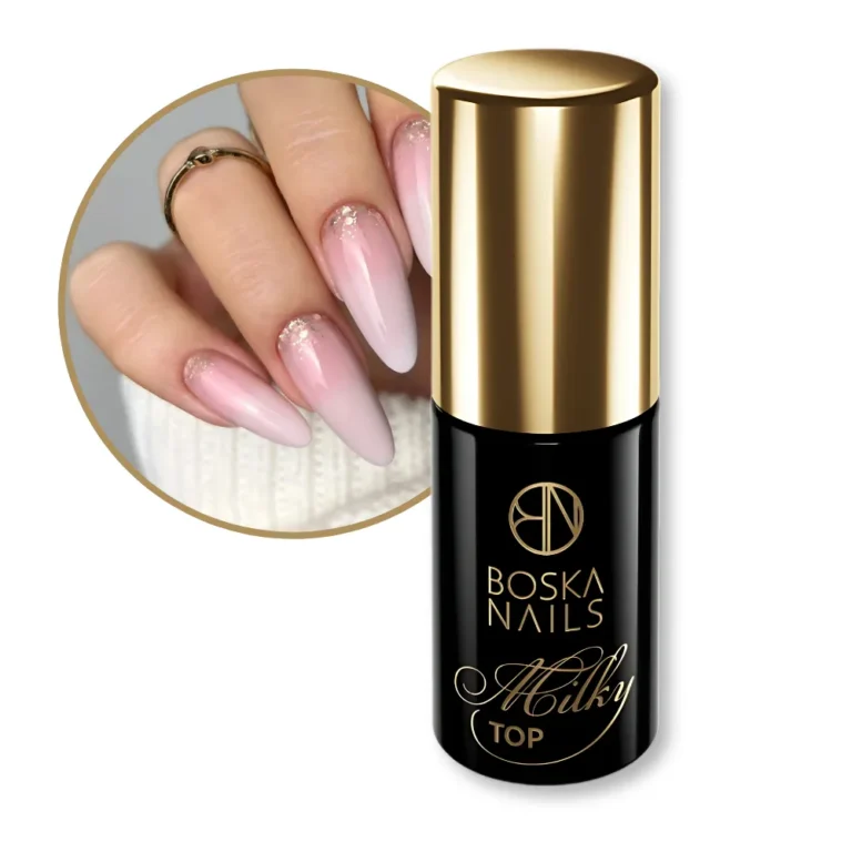 Boska Nails Top hybrydowy Milky no wipe mleczny półtransparentny 6ml