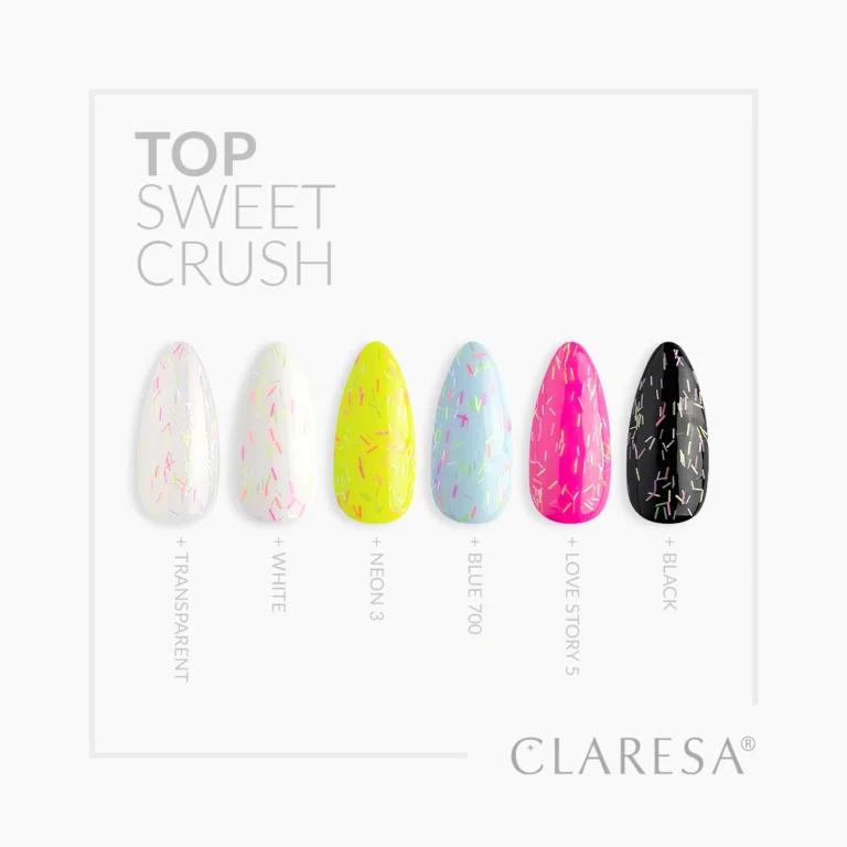 Claresa Top hybrydowy Sweet Crush no wipe pastelowa posypka