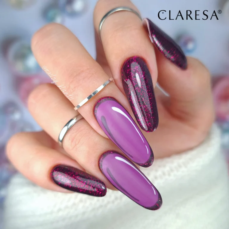 CLARESA LAKIER HYBRYDOWY PINK 554 CIEMNY RÓŻ Z BROKATEM BEZ TPO
