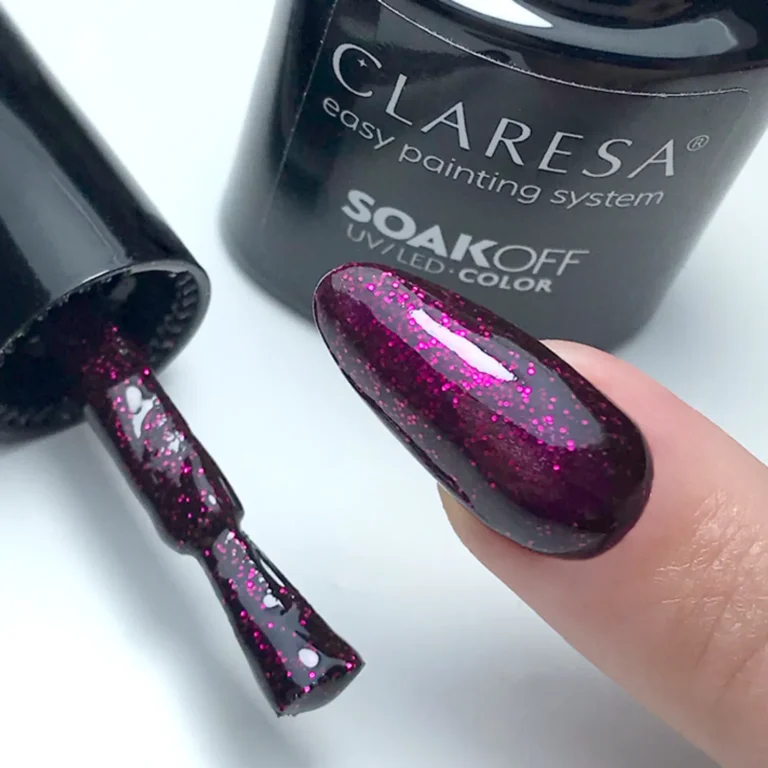 CLARESA LAKIER HYBRYDOWY PINK 554 CIEMNY RÓŻ Z BROKATEM BEZ TPO