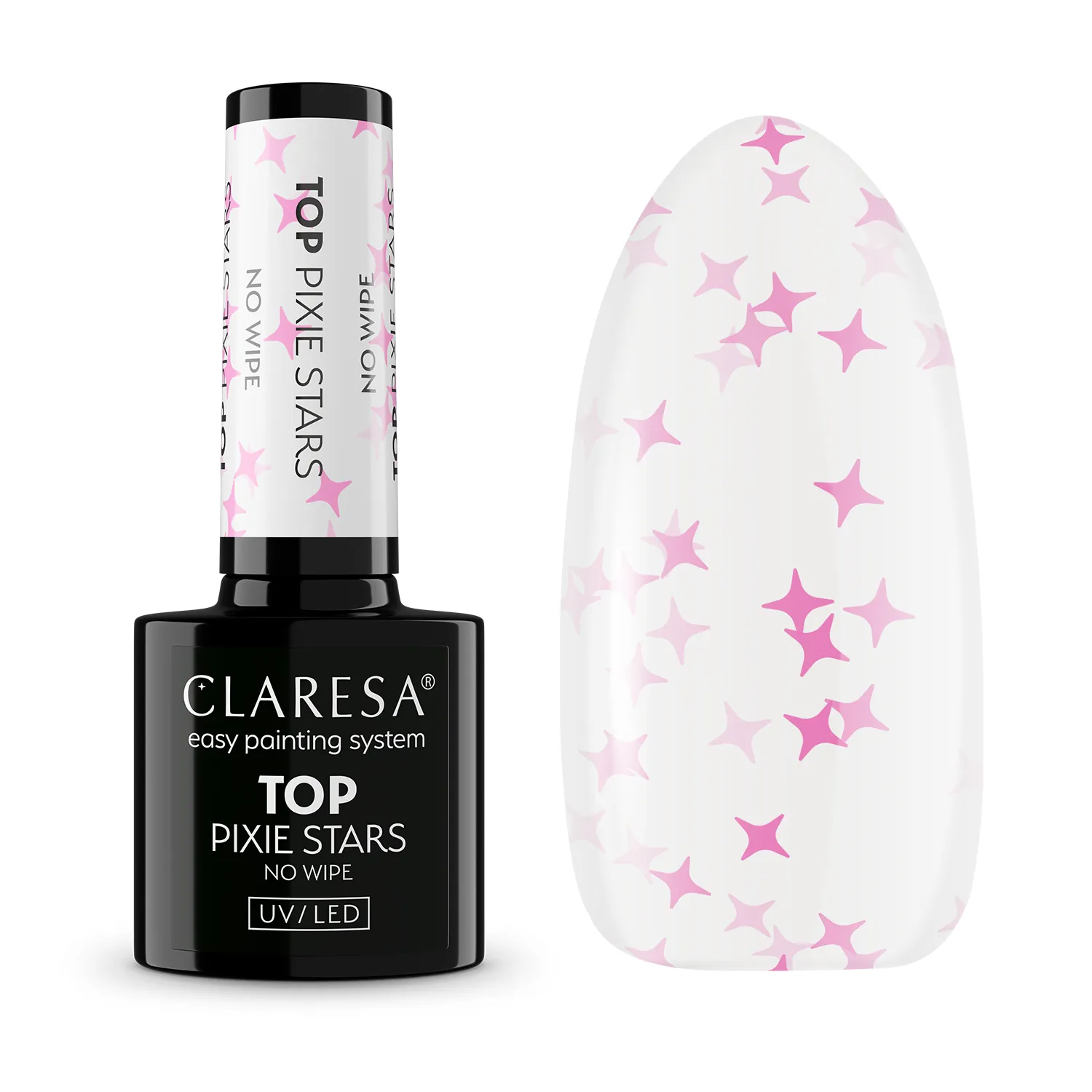 Claresa Top hybrydowy Pixie Stars no wipe różowe gwiazdki